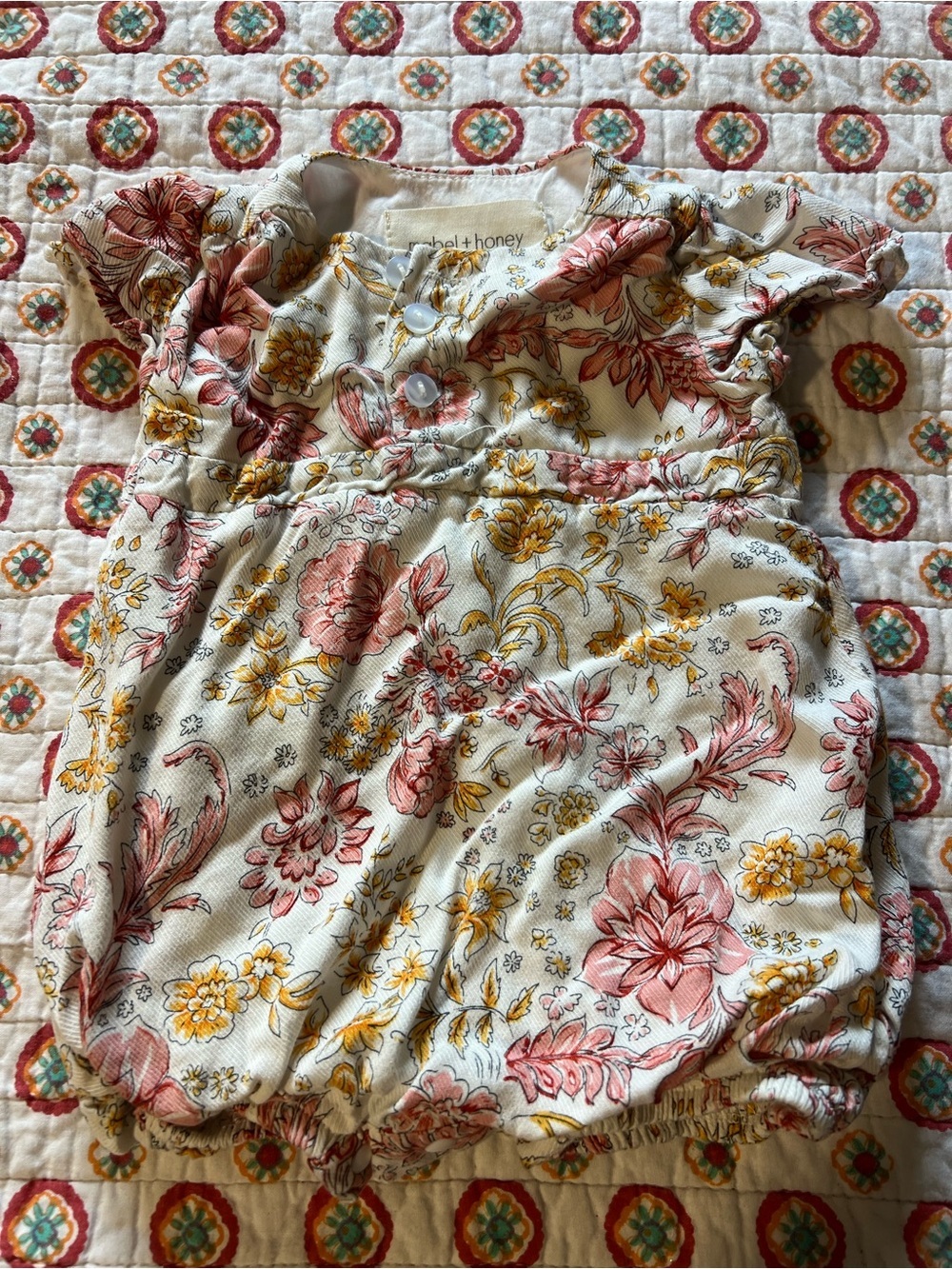 EUC Mabel + Honey Floral Bubble Romper size 6 months retails $39